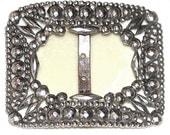 Vintage Victorian Buckle Cut Steel Faceted Beads Marquises Belt Sash
