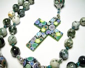 Anglican Protestant Prayer Beads Rosary Tree Agate Polymer Clay Canework Handmade Cross Everything Else Religious