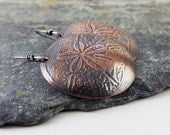 Sterling silver and Copper mixed metal dangle earrings - Sand Dollar -