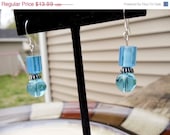 Summer Sale Handmade blue beaded earrings sterling silver findings