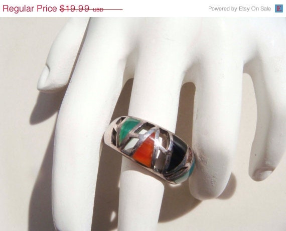On Sale Vintage Sterling Silver 925 Native American Style ring size 8