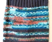 Crocheted skirt turquoise coral and grey MEDIUM 4 6 waist 28