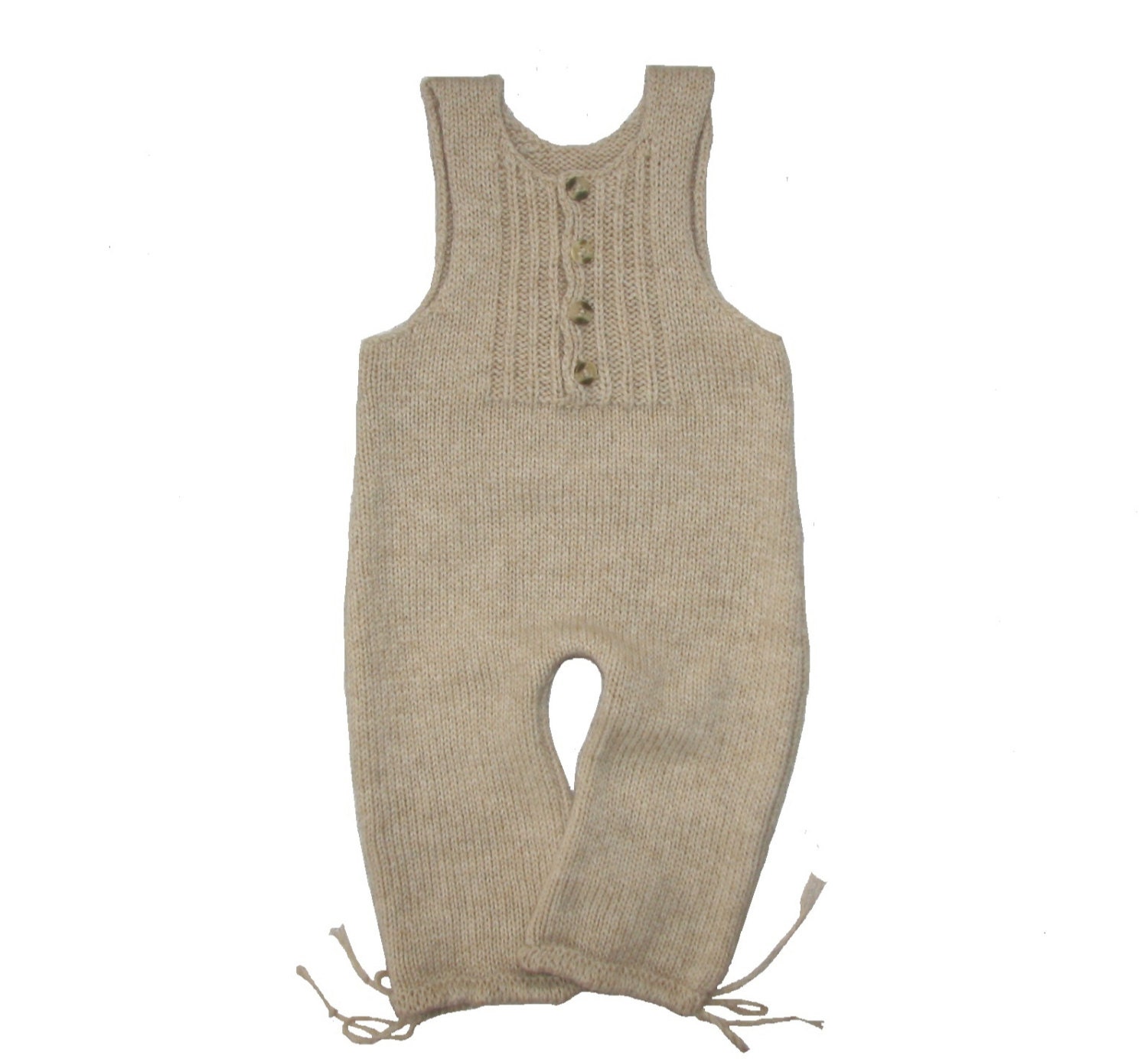 Hand Knit Cashmere Baby Romper - Boy or Girl - Cream/Natural Color
