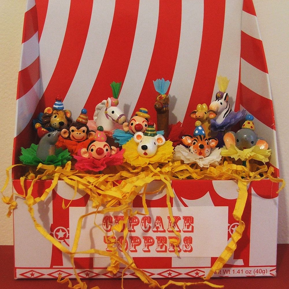 Carnival Animals Circus Cupcake Toppers/ Picks