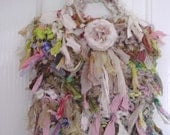 Little Recycled Sari Silk  Very Raggy  Ribbon Bag  Hand Crocheted by plumfish