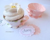 12 Tea Cups Cupcake Wraps Tea Party Decorations - Birthday, baby, bridal shower decor l Polka Dot, Damask, Stripe Diy Tea Cup