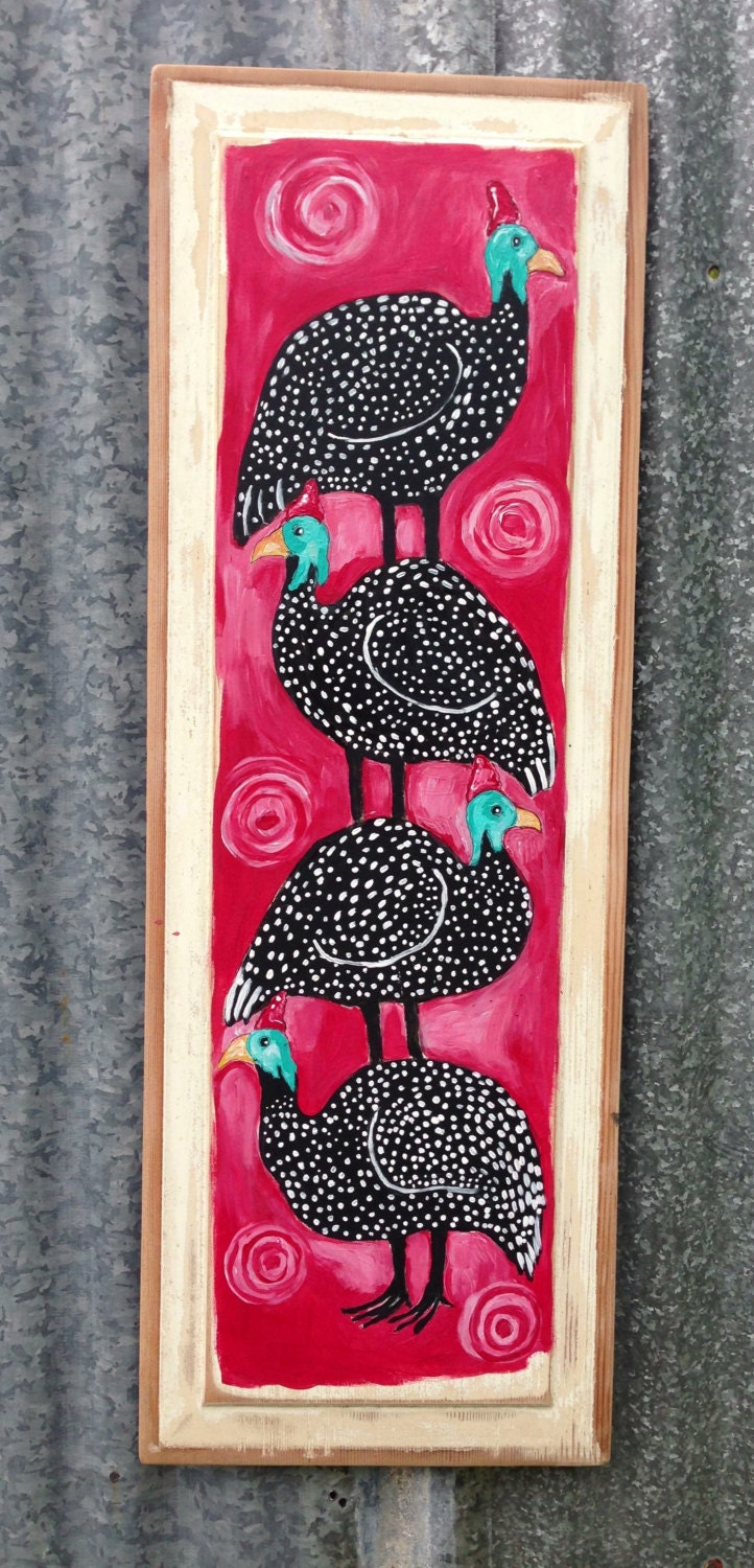 Pink Guninea Fowl  Farmhouse Decor