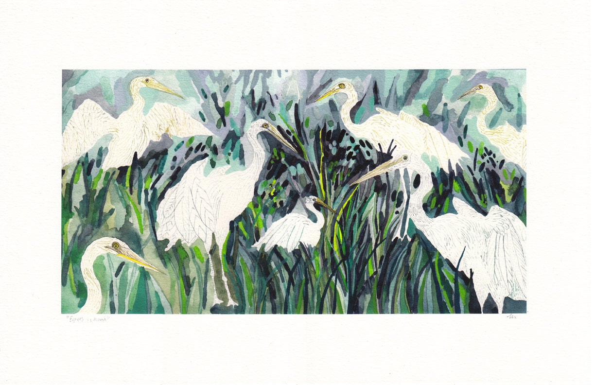 Egret Marsh- 11" x 17" Archival Print