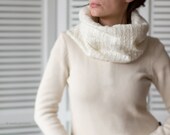 Minimalist Felted Infinity Circle Scarf / Loop Shawl / Wool Felt Unisex Cowl - perfect gift for her for him - natural undyed merino wool
