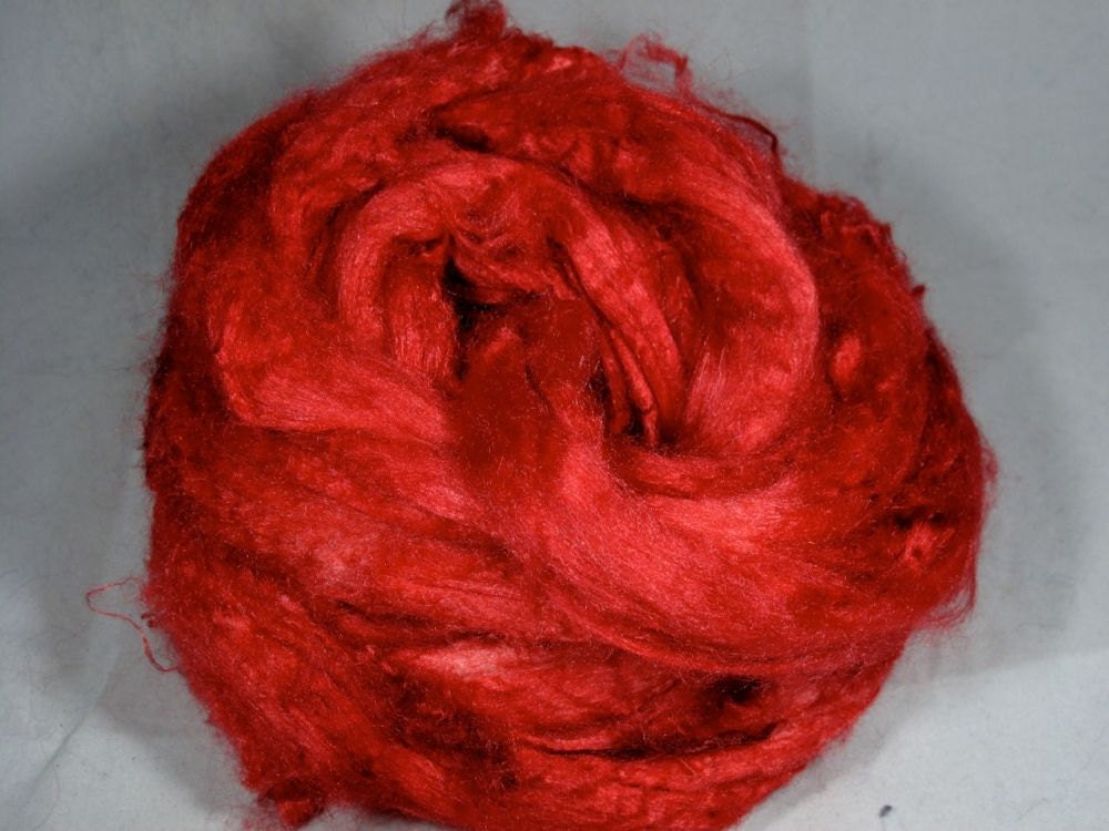 Tussah Silk Combed Top - Crimson - 1oz