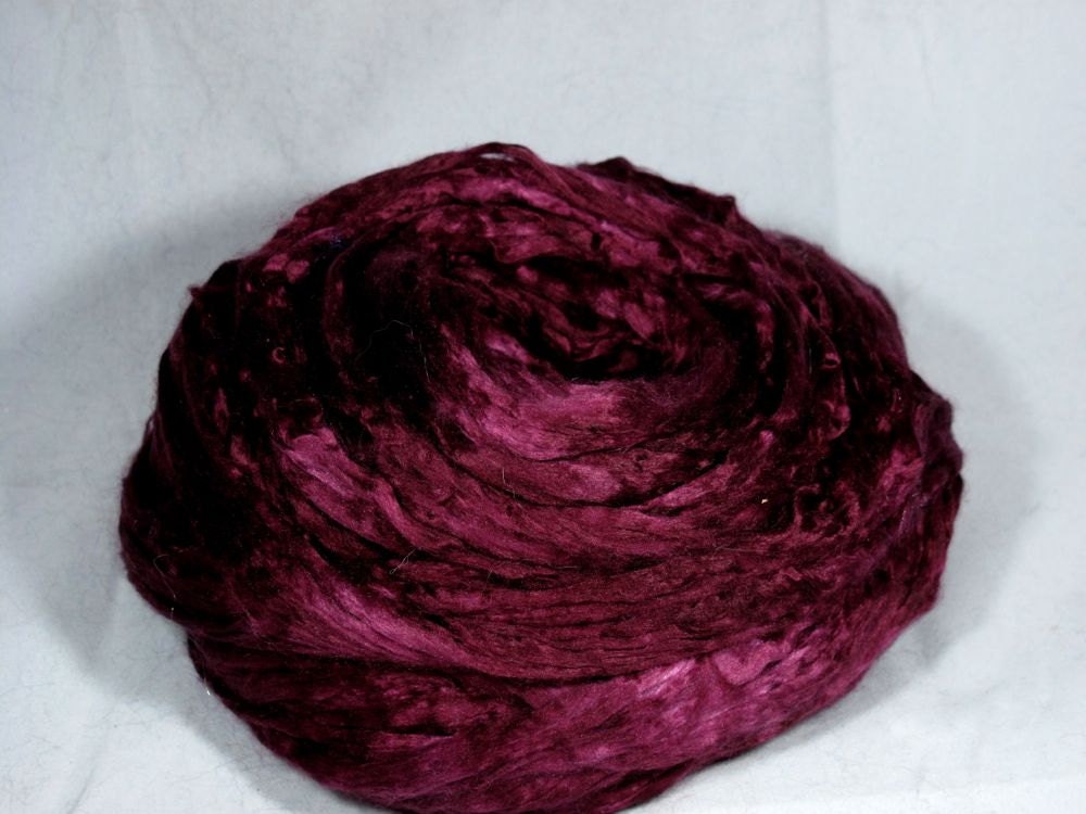 Bombyx Cultivated Silk Combed Top - Burgundy - 1oz