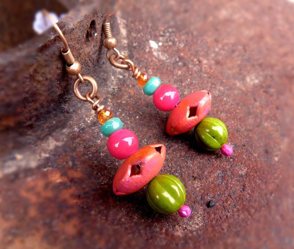 Gypsy Soul beaded colorful rainbow earrings