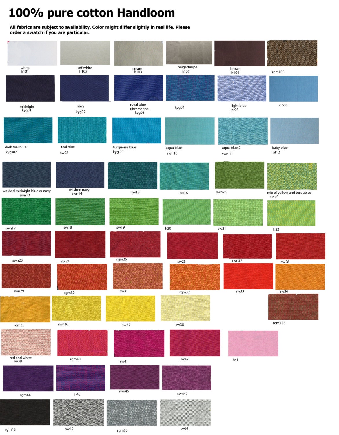 Comfy Heaven Fabric Swatches.