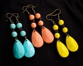 Earrings - Set of Three (3) - Bridesmaids Gift - Vintage Summer Wedding - Mint Green, Peach, and Lemon