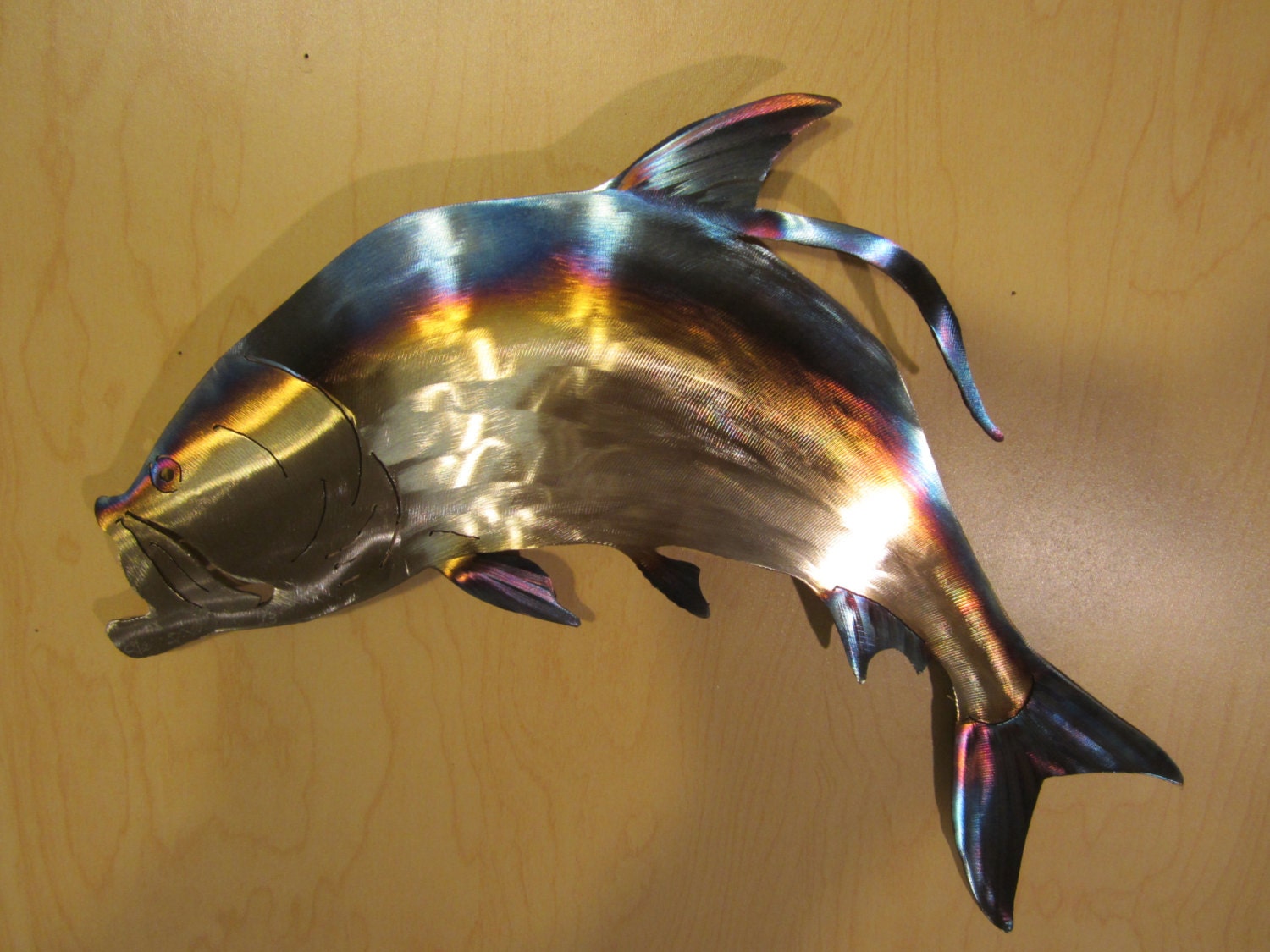 Tarpon Fish Fly Fishing Fisherman Swimming Ocean Flats Texas Florida Metal Wall Art Steel Home Beach Decor