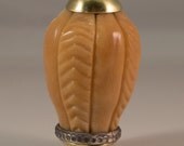 French Empire style vintage hand carved Tagua Nut Focal Art Bead with metal mountings