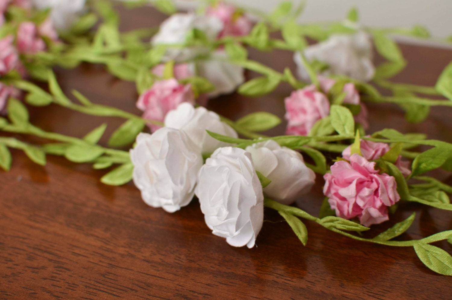 Paper flower garland, wedding shower, wedding garland, white garland