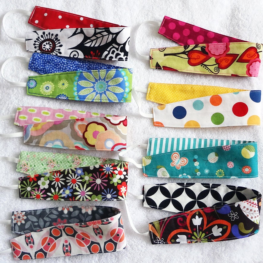 9 Child Reversible Headbands - PICK YOUR FABRICS - Bunch Pack Set Birthday Party Favor Gift Girl Cotton Hair Pretty - 9 Bandeaux