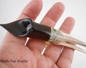 Hair Fork  Calla Lilly multi Stone Inlay with Eye Antler Avalon Tusk  HairFork Grahtoe
