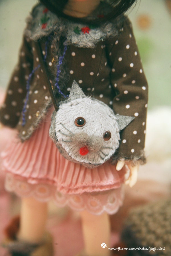 jiajiadoll grey Andy kitty cat bag -for -for YoSD 1/6 BJD