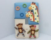 Monkey and Giraffe Light Switch Cover - Children's, Nursery