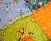 Friendly Robots Flannel Rag Edge Quilt