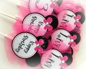 Happy Birthday Miss Mouse Original Tulle Cupcake Toppers Custom handmade design by Chocolatetulipdesign