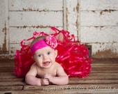 Hot Pink Lace Flower headband Tulle Wide Band Newborn Toddlers Infant Babies Posh Valentines Day Photography Prop
