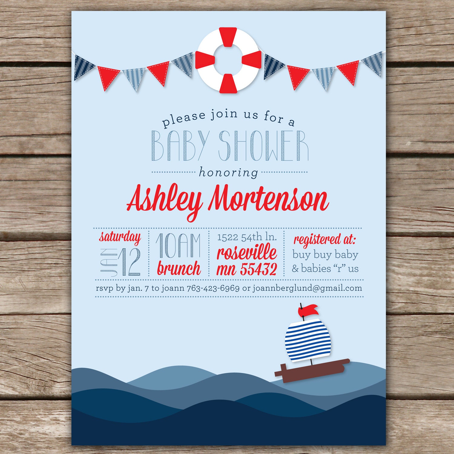 Nautical Shower II - Custom Digital Baby Shower Invitation Printable Il_570xn