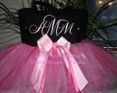 Monagrammed - Tutu Tote Bag with Fancy Fonts included RHINESTONE on side of initials