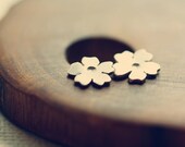Tiny cherry blossom post earrings in sterling silver