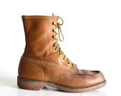 Vintage Leather Unisex Lace-up Boots Size 9
