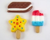 Frozen Treat Fridge Magnets - Set of 3 magnets - bomb pop, ice cream sandwich, star pop