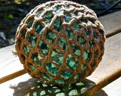 Glass Fishing Float Collectible, Light Emerald EURO MARK, Nautical Decor, Antique, Ocean Decor, Fishing Decor, Coastal Decor, Beach Decor
