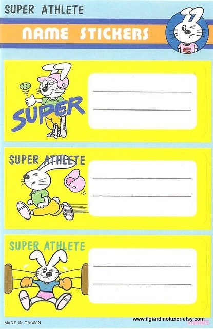 Fancy 80s Vintage Kawaii School Labels