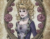 Beauty and the Beast Art Fairy Tale Print - Fairytale Princess Illustration Cameo Portrait Painting - Fantasy Art Print Digital Painting