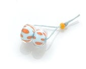 two spotted beads - coral & sky blue