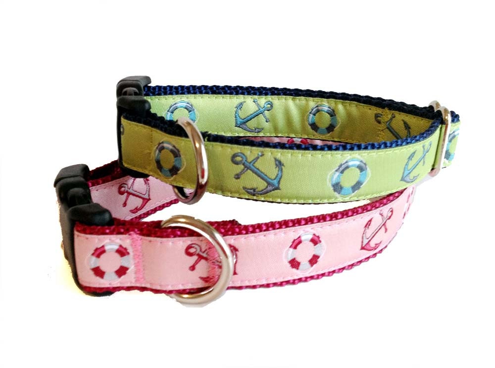 Nautical Dog Collar / 3/4" Anchor Dog Collar