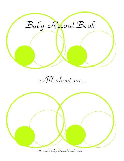 Retro Circle Dot Baby Memory Record e Book Printable Digital Download U-Print PDF