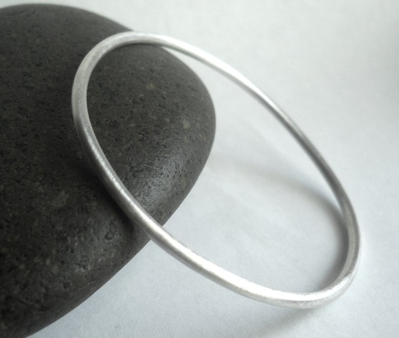 simple bangle bracelet, sterling silver, minimalist jewelry, stacking bracelet, round