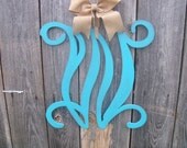 Wooden Vine Monogram 20 inch Letters Burlap Bow