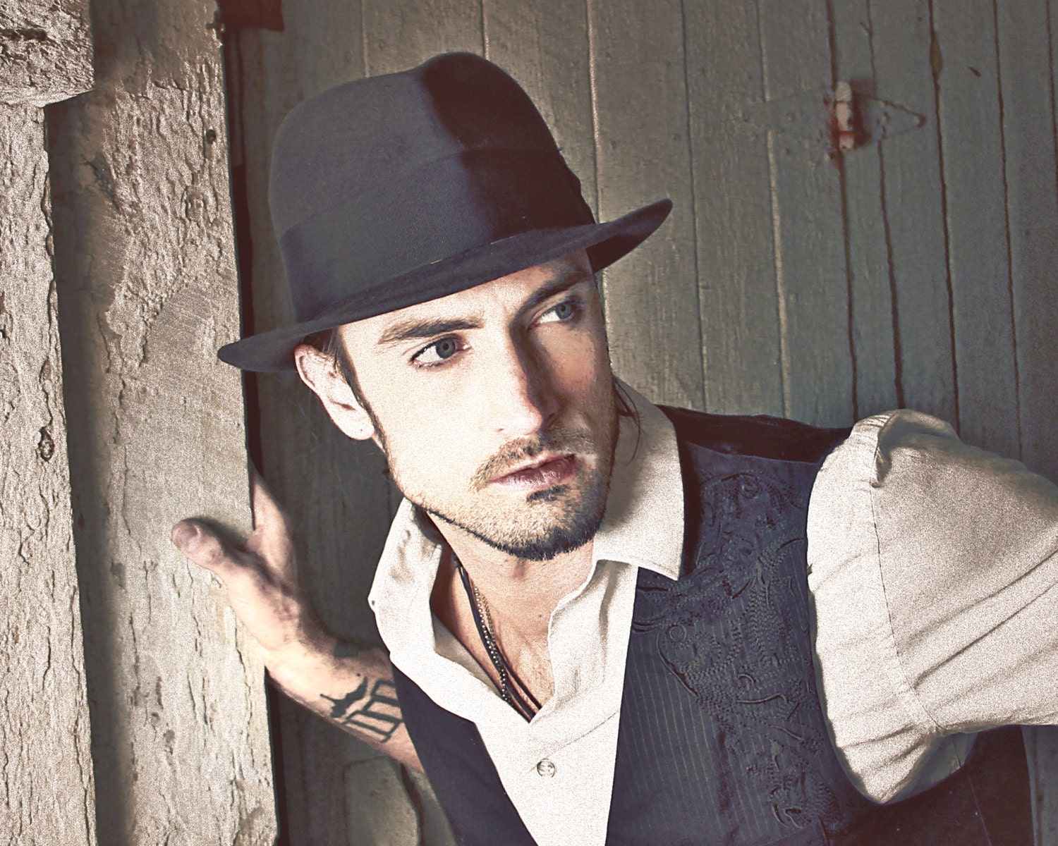 Men's Felt Fedora Hat- Black Men's Hat- Mad Men- Winter Accessories- Fall Fashion