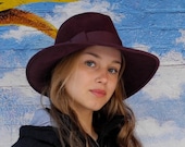 Raspberry Wide Brimmed Fedora Hat- Women- Fall Fashion- Winter Accessories
