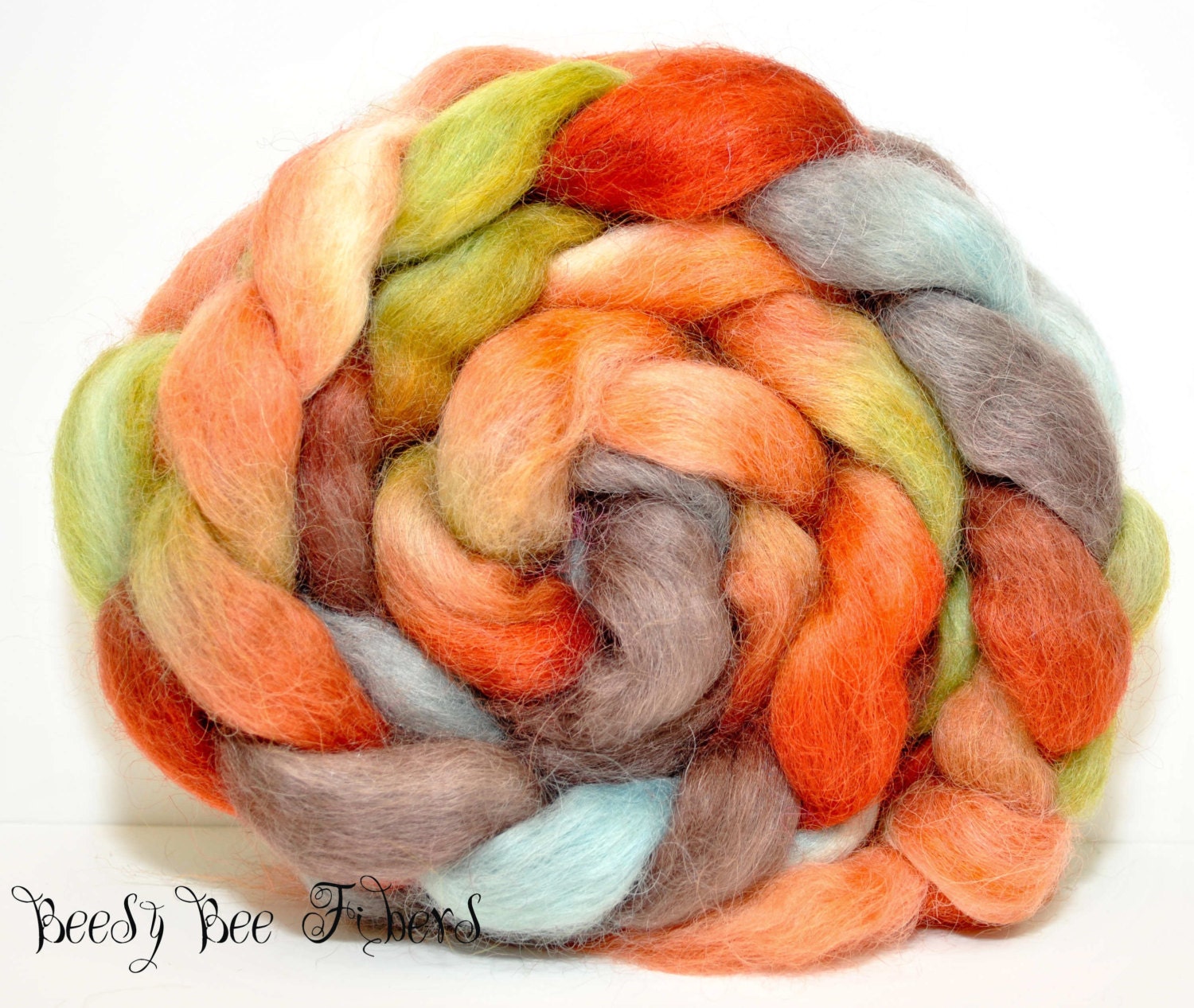 Wensleydale Hand Painted Wool Roving Combed Top Spinning or Felting Fiber - 4.1 oz - AUSTRALIA