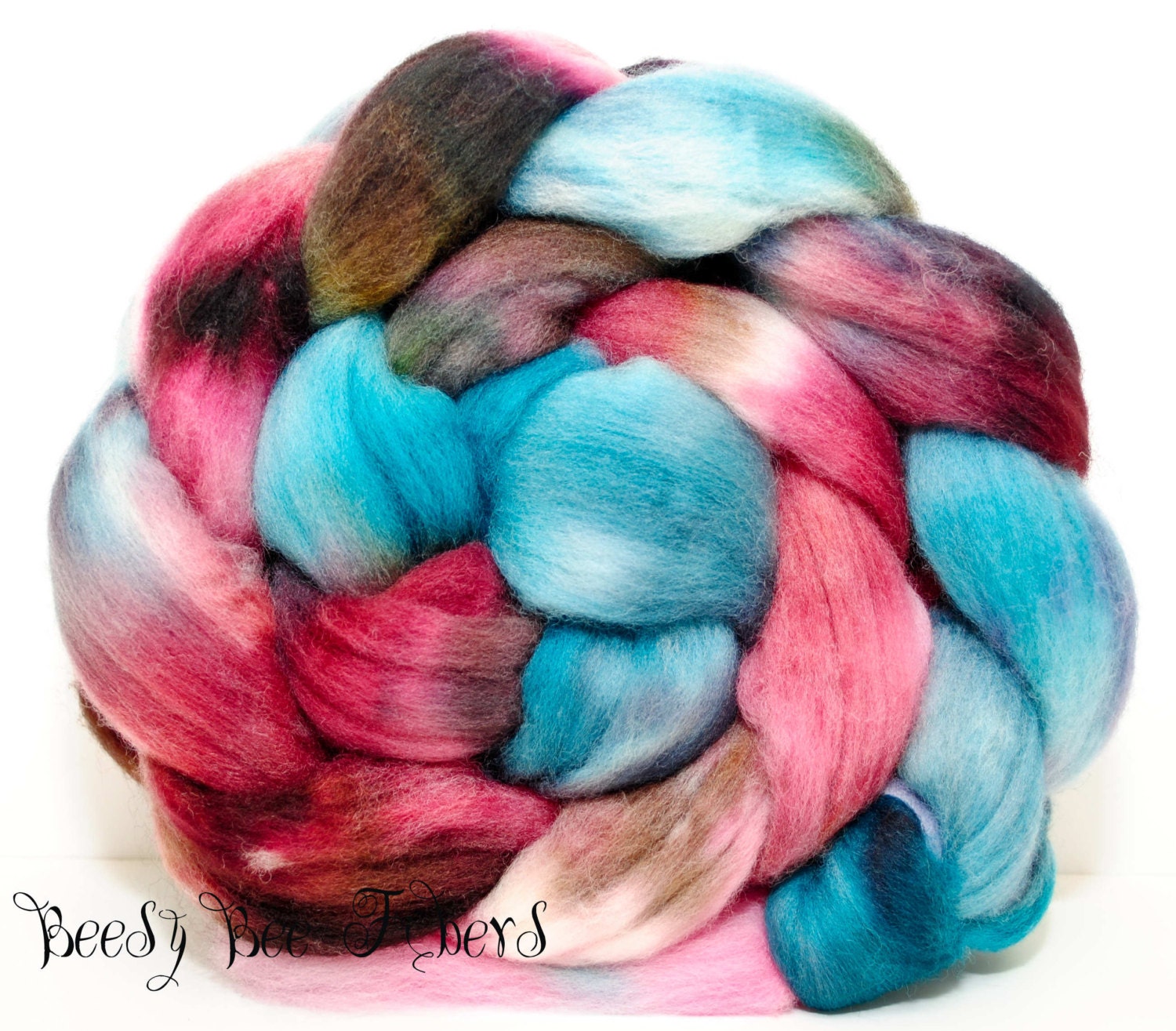 Polwarth wool roving hand painted combed top spinning or felting fiber - 4.1 oz - PARADOX