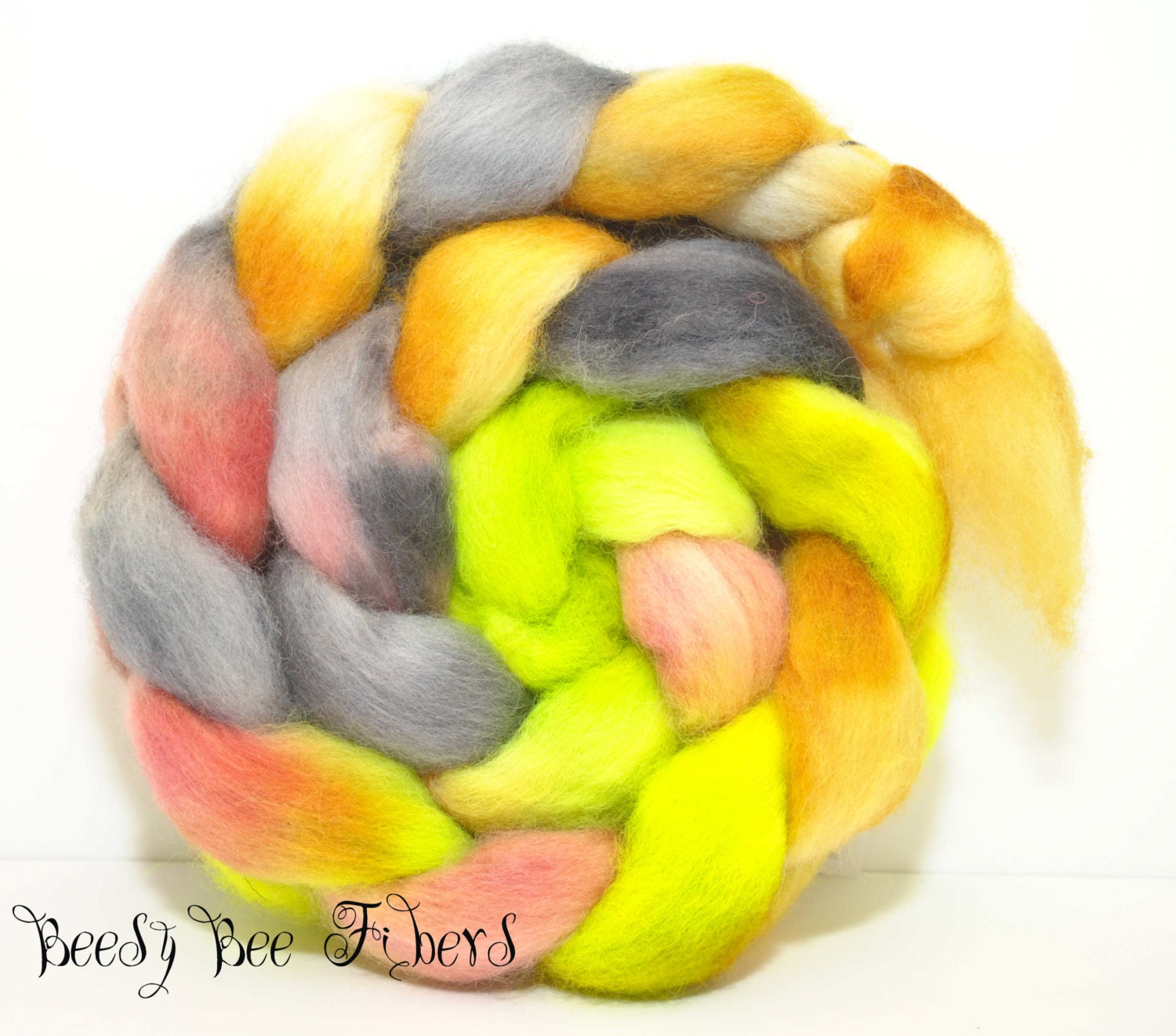 Wool Roving Hand Painted Finnish Combed Top Spinning or Felting Fiber - 4.1 oz - PLASMIC