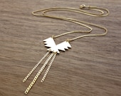 Palenque Necklace, gold silver plated geometric Mexican tribal jewelry