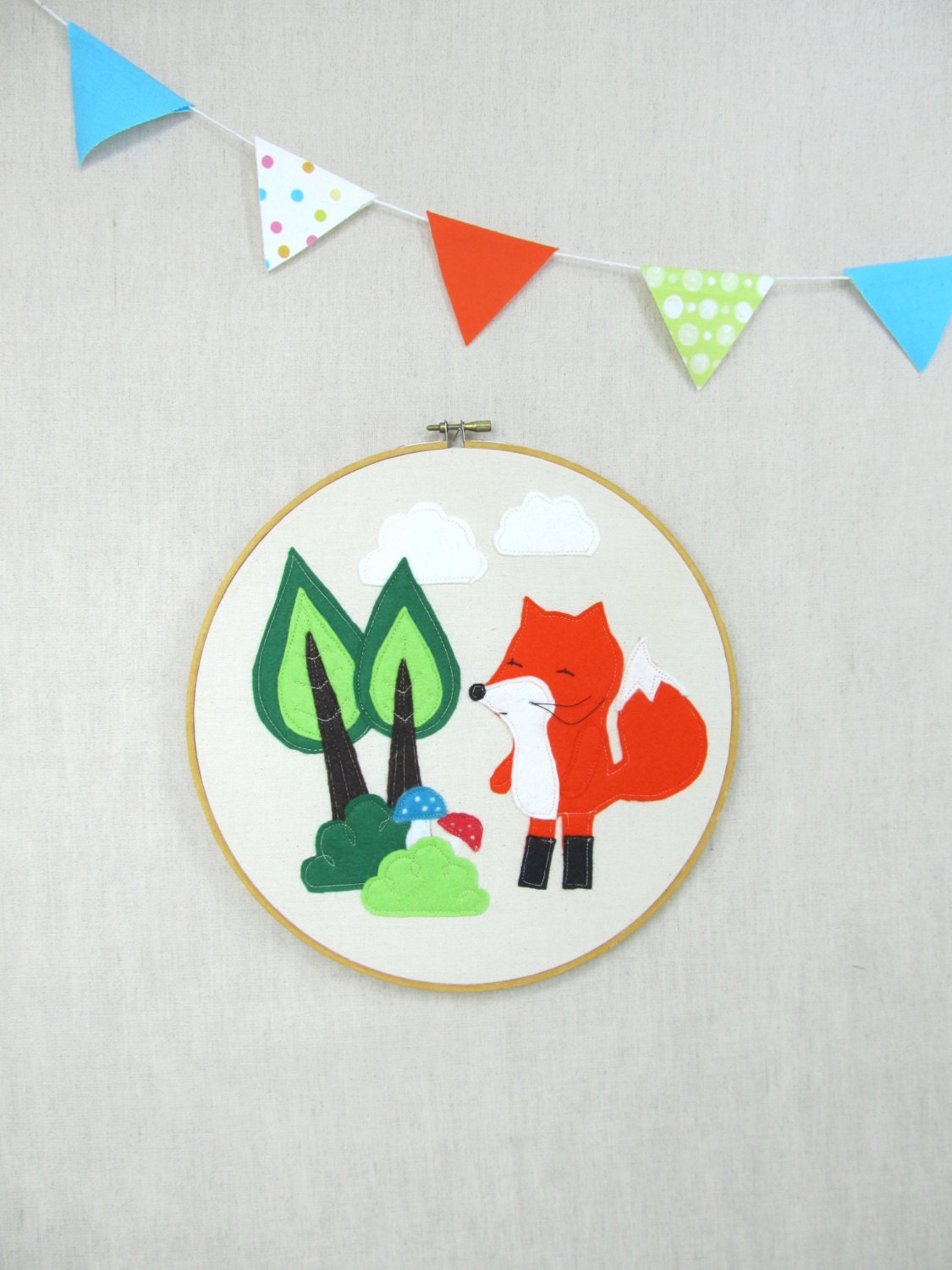 Wall Décor -  Woodland Fox - Children, Fiber, Illustration, Nursery, Gift