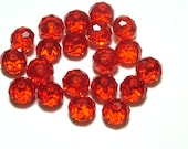 Crystal Faceted Rondelle Beads, 8 by 6 mm, Fiery Red, 20 Beads, DIY