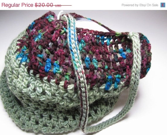 INVENTORY SELL DOWN Crochet Reusable Market Bag, Hand Dyed Merino and Mohair